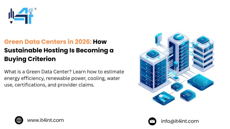 Green data centers in 2026 showcasing sustainable hosting, energy efficiency, renewable power, cooling, and eco-friendly server infrastructure